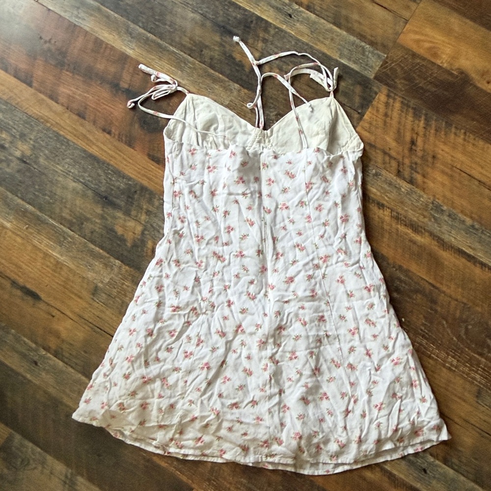 White floral cottagecore dress mini size medium summer spring - Picture 4 of 8